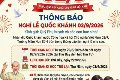 THÔNG BÁO LỊCH NGHỈ LỄ QUỐC KHÁNH 02/9/2026