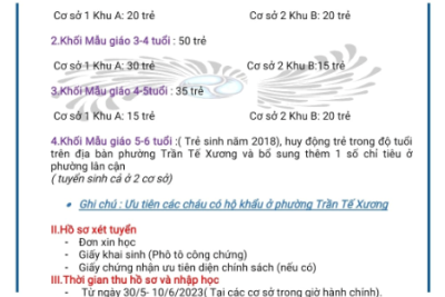 TRƯỜNG MẦM NON SỐ 4 TUYỂN SINH NĂM HỌC 2023-2024