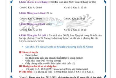 TRƯỜNG MẦM NON SỐ 4 TUYỂN SINH NĂM HỌC 2022-2023