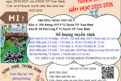 TRƯỜNG MẦM NON SỐ 4 TUYỂN SINH NĂM HỌC 2025-2026